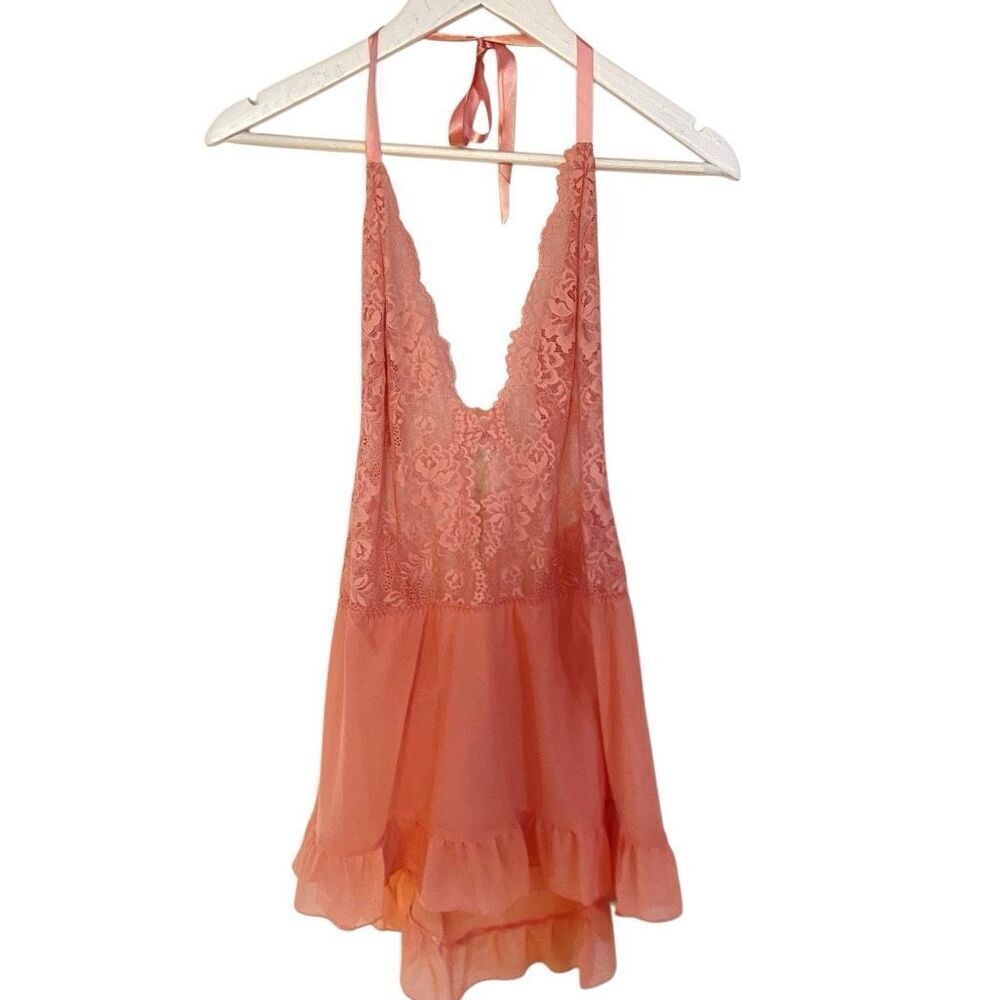 AdoreMe size 0X teddy peach halter style lace